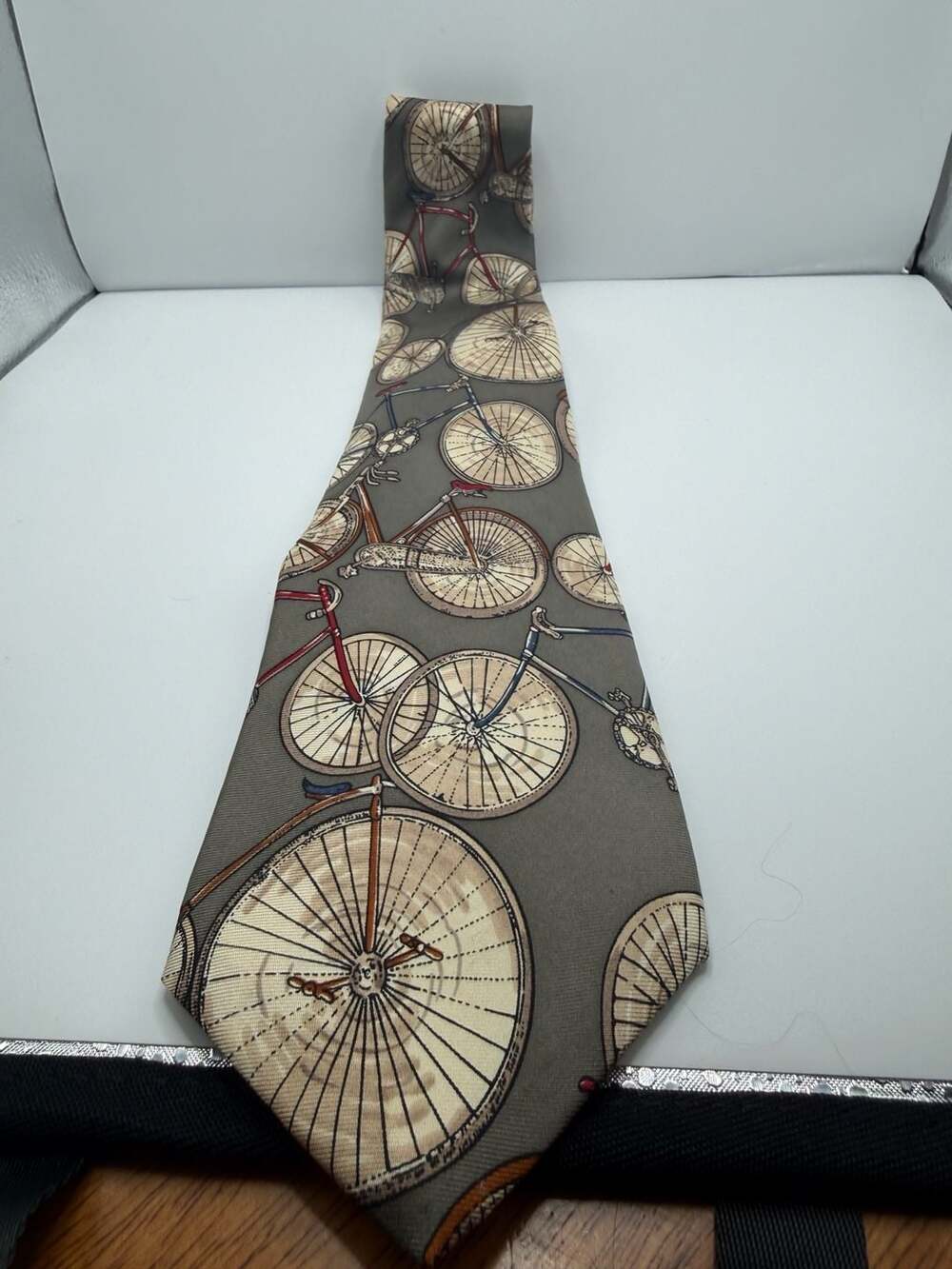 Designer Silks Vintage Bicycle Print Silk Necktie